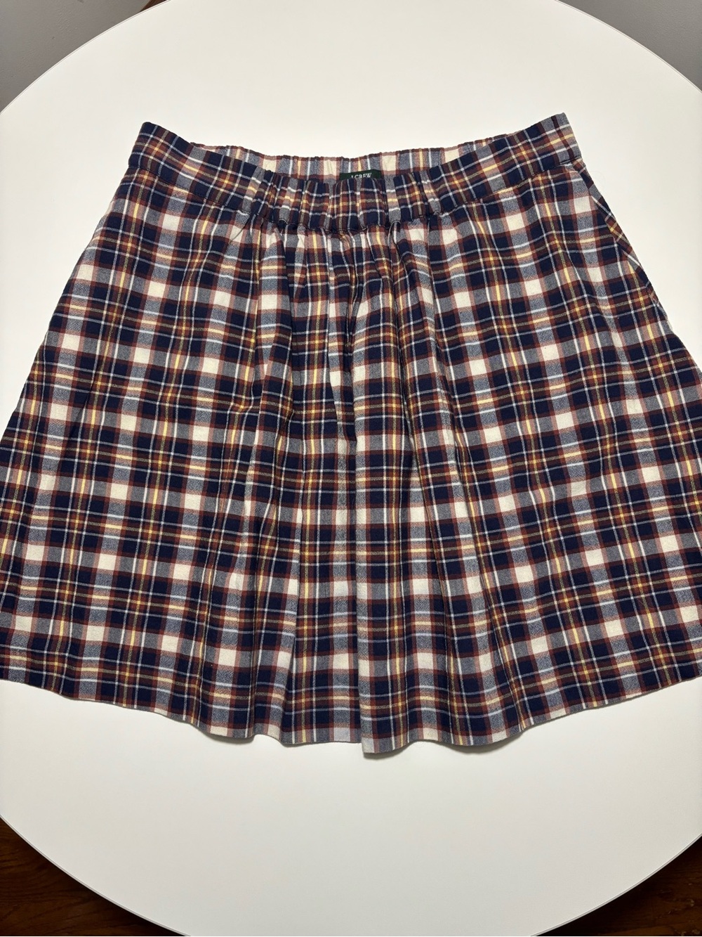 J.Crew Navy & Red Plaid Preppy Academia Cotton & Wool Skirt